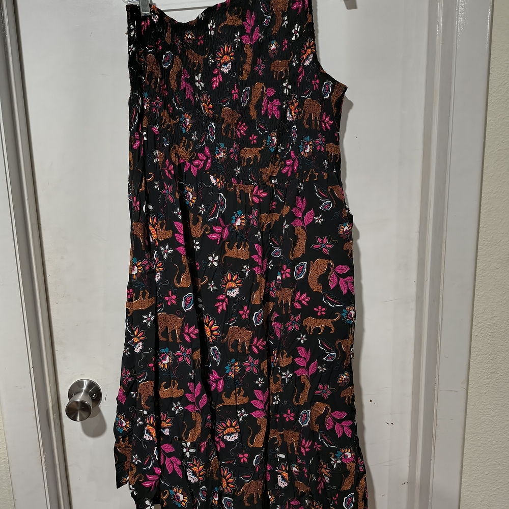 NWT Torrid Black Floral and Leopard Print One Shoulder Dress